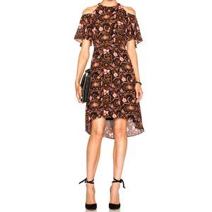 A.L.C. Emile Silk Floral High Low Cold Shoulder Dress Size 4